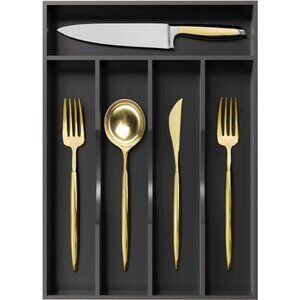 Bamboo Silverware Organizer Utensil Tray Drawer Cutlery Flatware Kitchen Storage